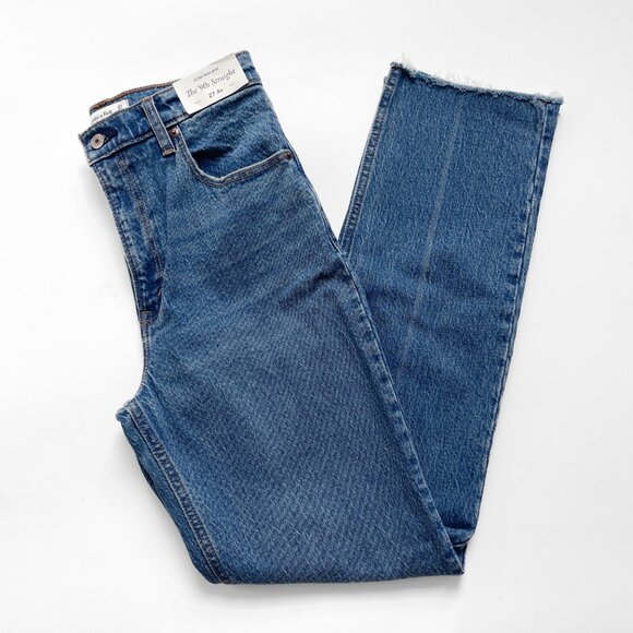 Abercrombie Ultra High Rise 90s Straight Jeans Medium Raw Hem Size 27 NEW NWT - Picture 4 of 10
